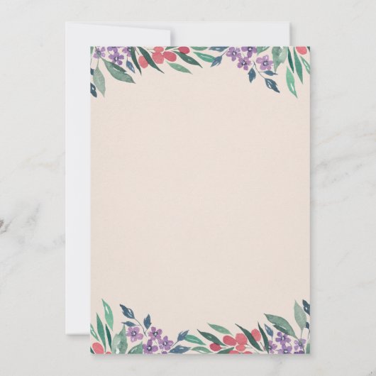 水エレガント色牡丹バラ結婚ズ 招待状 (裏面)