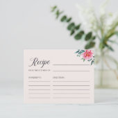 水エレガント色牡丹ブライダルシャワーレシピカード ポストカード (スタンド正面)