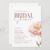 水エレガント色牡丹ブライダルシャワー 招待状 (正面/裏面)