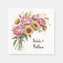 水エレガント色牡丹結婚花束 スタンダードカクテルナプキン