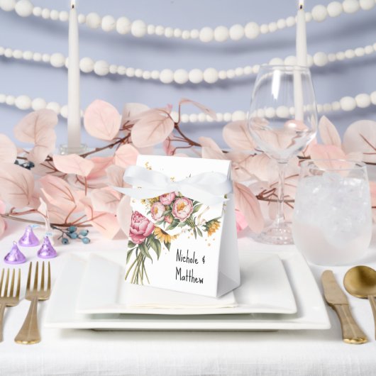 水エレガント色牡丹結婚花束 フェイバーボックス (ウェディング)