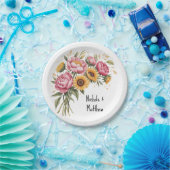 水エレガント色牡丹結婚花束 ペーパープレート (パーティー)