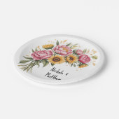 水エレガント色牡丹結婚花束 ペーパープレート (アングル)