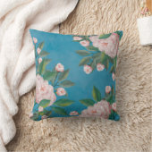 水エレガント色白フローラ牡丹の花 クッション (ブランケット)