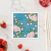 水エレガント色白フローラ牡丹の花 スタンダードカクテルナプキン (インサイチュ)