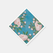 水エレガント色白フローラ牡丹の花 スタンダードカクテルナプキン (角)