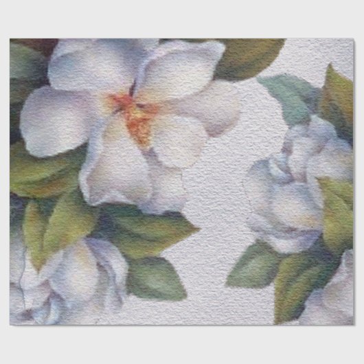 水エレガント色白マグノリア花 ラッピングペーパー (フラット)