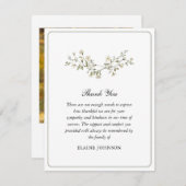 水エレガント色白花葬儀フォト サンキューカード (正面/裏面)