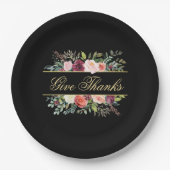 水エレガント色秋フローラ与え感謝してい0 ペーパープレート (正面)