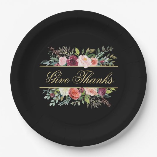水エレガント色秋フローラ与え感謝してい0 ペーパープレート (正面)