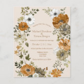 水エレガント色秋フローラ結婚式招待状 (正面)