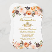 水エレガント色秋フローラ金ゴールドキンセアニェラ 招待状 (正面/裏面)