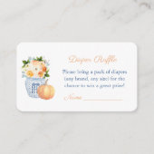 水エレガント色秋ベビーシャワーおむつラッフル エンクロージャーカード (正面)