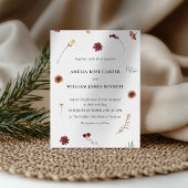 水エレガント色秋秋ワイルドフラワー結婚ズ 招待状