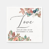 水エレガント色秋結婚フローラブルーベリー スタンダードカクテルナプキン (正面)