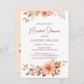 水エレガント色秋花ブライダルシャワー 招待状 (正面/裏面)