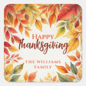 水エレガント色紅葉感謝祭縁ど スクエアシール (正面)