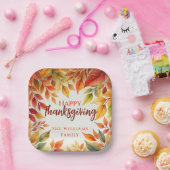 水エレガント色紅葉感謝祭縁ど ペーパープレート (パーティー)