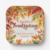 水エレガント色紅葉感謝祭縁ど ペーパープレート (正面)