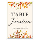 水エレガント色紅葉秋結婚の テーブルナンバー (裏面)