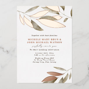 水エレガント色紅葉結婚のバラ金ゴールド 箔招待状