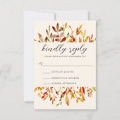 水エレガント色紅葉結婚 出欠カード (正面)