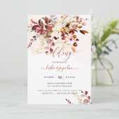 水エレガント色素朴秋ユーカリ 招待状 (スタンド正面)