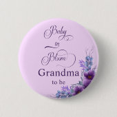 水エレガント色紫色の花おばあちゃん – be 缶バッジ (正面)