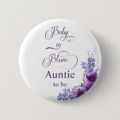 水エレガント色紫色の花おばさん 缶バッジ (正面)