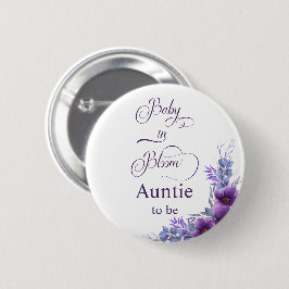 水エレガント色紫色の花おばさん 缶バッジ