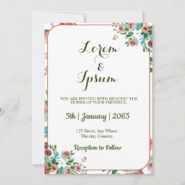 水エレガント色結婚式招待状カード 招待状