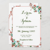 水エレガント色結婚式招待状カード 招待状 (正面/裏面)