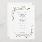 水エレガント色結婚式招待状 招待状 (正面/裏面)