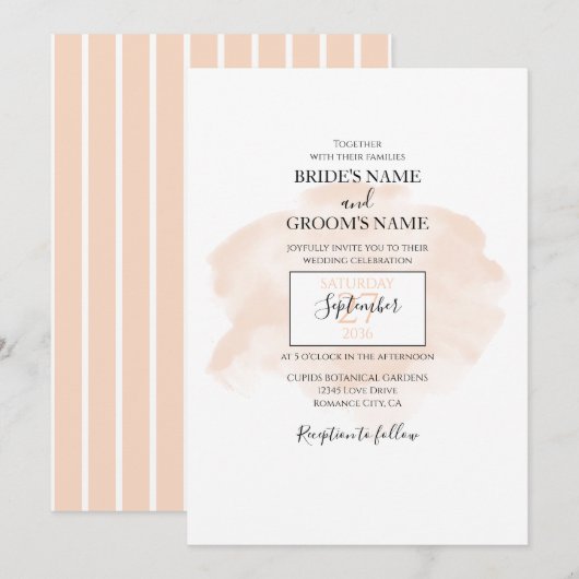 水エレガント色結婚式招待状 招待状 (正面/裏面)