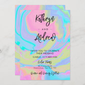 水エレガント色結婚式招待状 招待状 (正面/裏面)