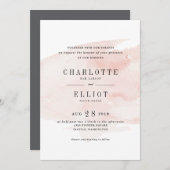 水エレガント色結婚式招待状 |赤面 招待状 (正面/裏面)