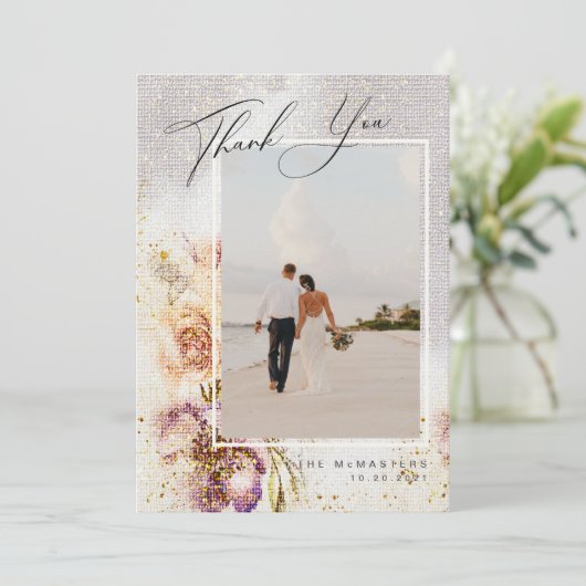 水エレガント色絵を描フローラありがとう 招待状 (スタンド正面)