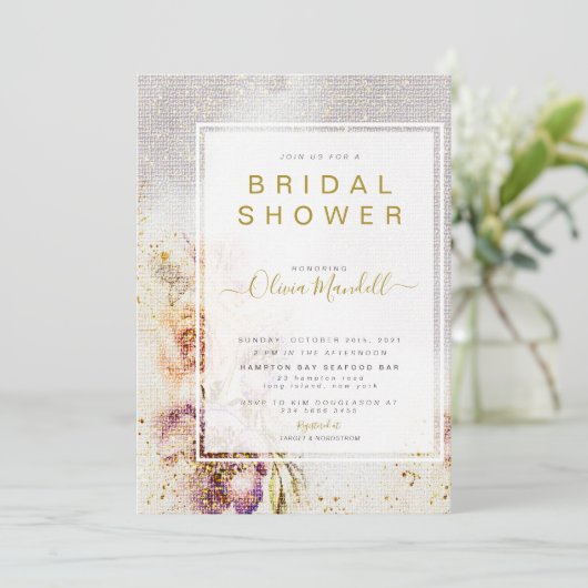 水エレガント色絵を描フローラブライダルシャワー 招待状 (スタンド正面)