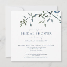 水エレガント色緑つる植物ブライダルシャワー 招待状
