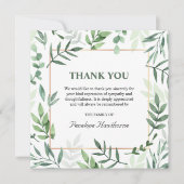 水エレガント色緑の葬式サンキューカード サンキューカード (正面)