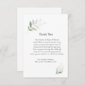 水エレガント色緑の葬式サンキューカード サンキューカード (正面/裏面)