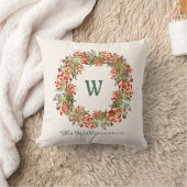 水エレガント色緑リースモノグラムカスタム クッション (ブランケット)