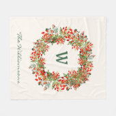 水エレガント色緑リースモノグラムカスタム フリースブランケット (正面(横))