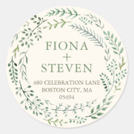 水エレガント色緑リース差出人住所 ラウンドシール