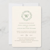 水エレガント色緑リース結婚ズ 招待状 (正面)