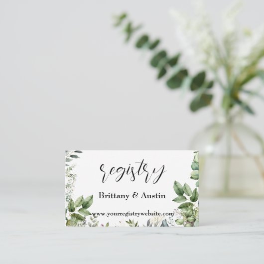 水エレガント色緑結婚草QR登録 エンクロージャーカード (スタンド正面)