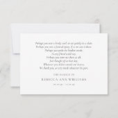 水エレガント色緑色葬儀詩 サンキューカード (裏面)