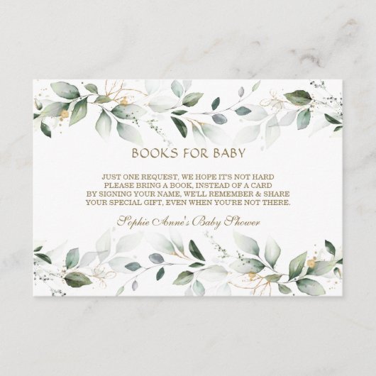 水エレガント色緑金ゴールドベビー エンクロージャーカード (正面)