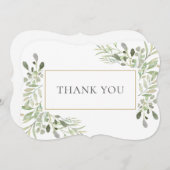 水エレガント色緑 サンキューカード (正面/裏面)