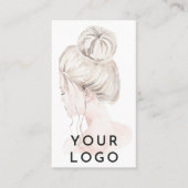 水エレガント色美容師QRコード垂直 名刺 (正面)